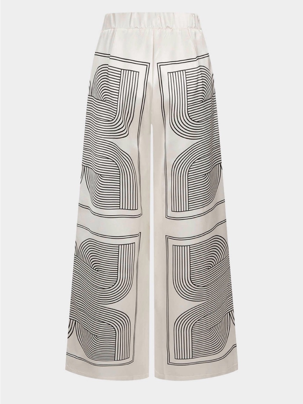 High-Rise Wide Leg Graphic Print Pants — Black on Cream